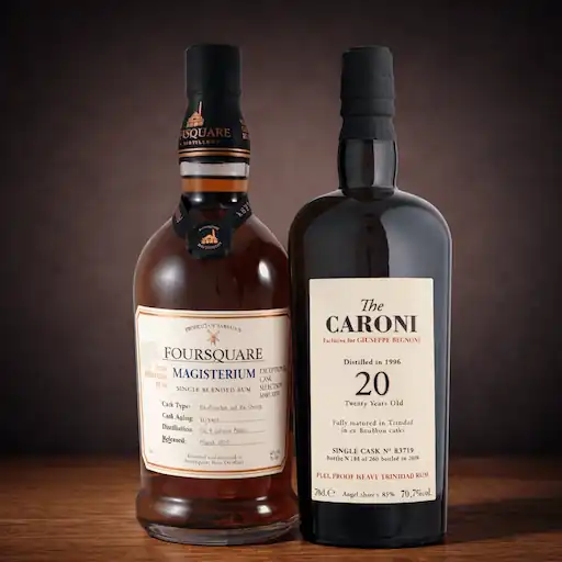 Rare and collectible rum bottles available in European auctions and marketplace